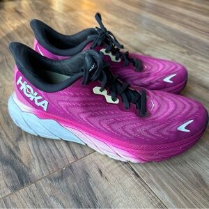 Hoka Pink and Black Athletic Shoes